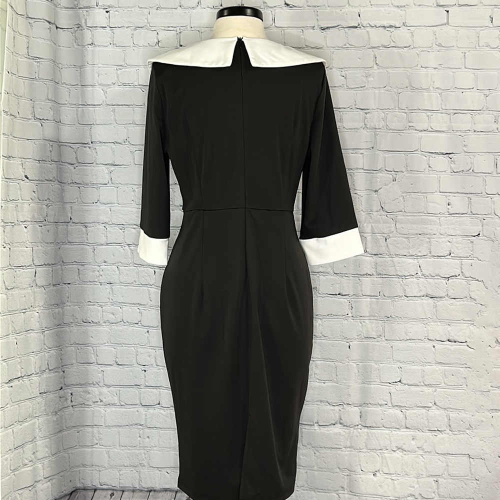 ✨Retro 3/4 sleeve, pencil dress Black&White 🖤🤍 - Picture 3 of 7